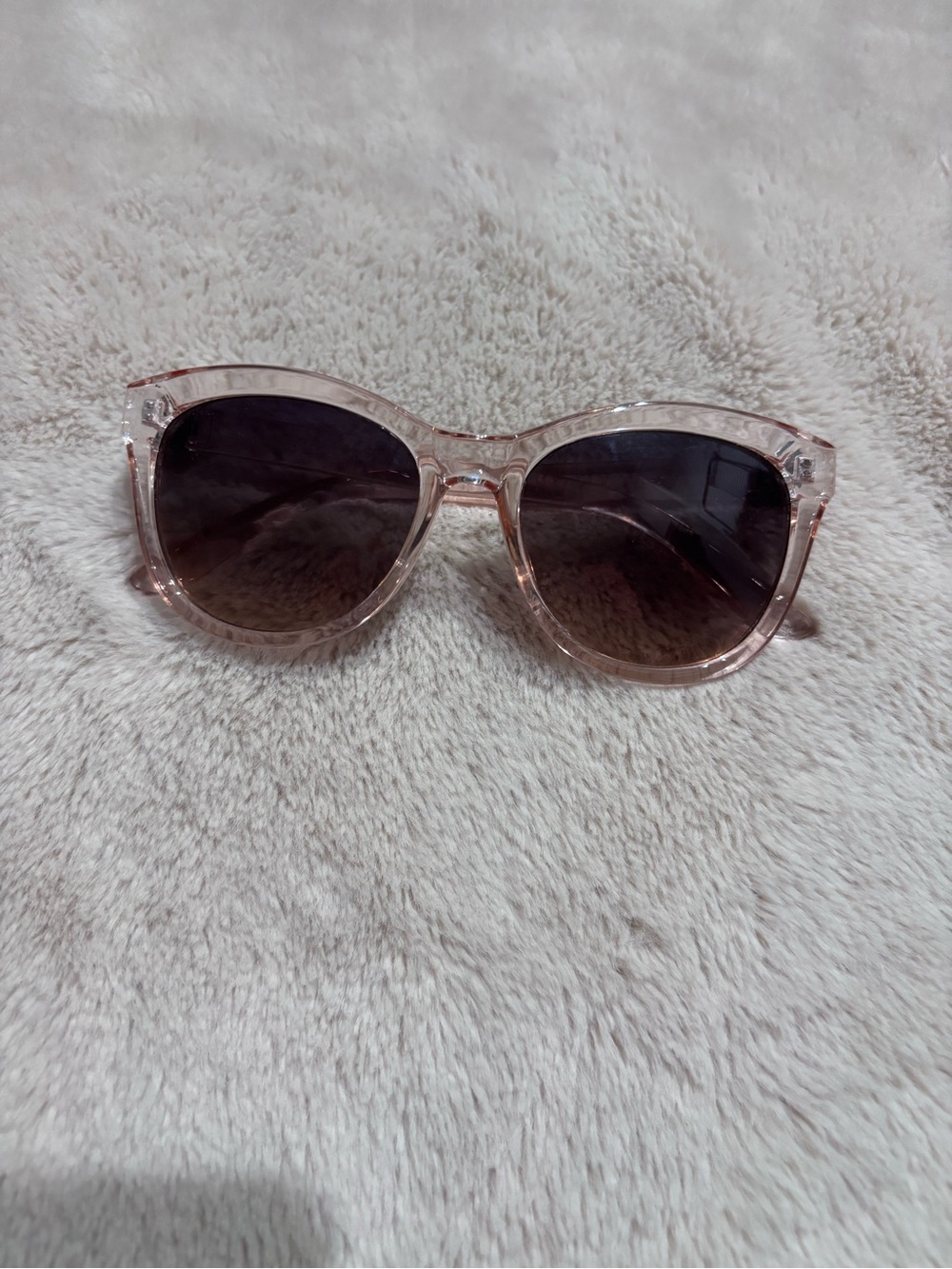 Jones New York Pink Transparent Frame Sunglasses with Gradient Lenses
